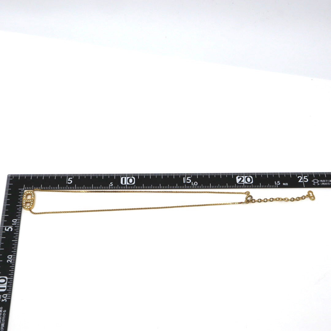 クリスチャンディオール Christian Dior ヴィンテージ ネックレス CDロゴ ラインストーン 金 ゴールドカラー アクセサリー I2