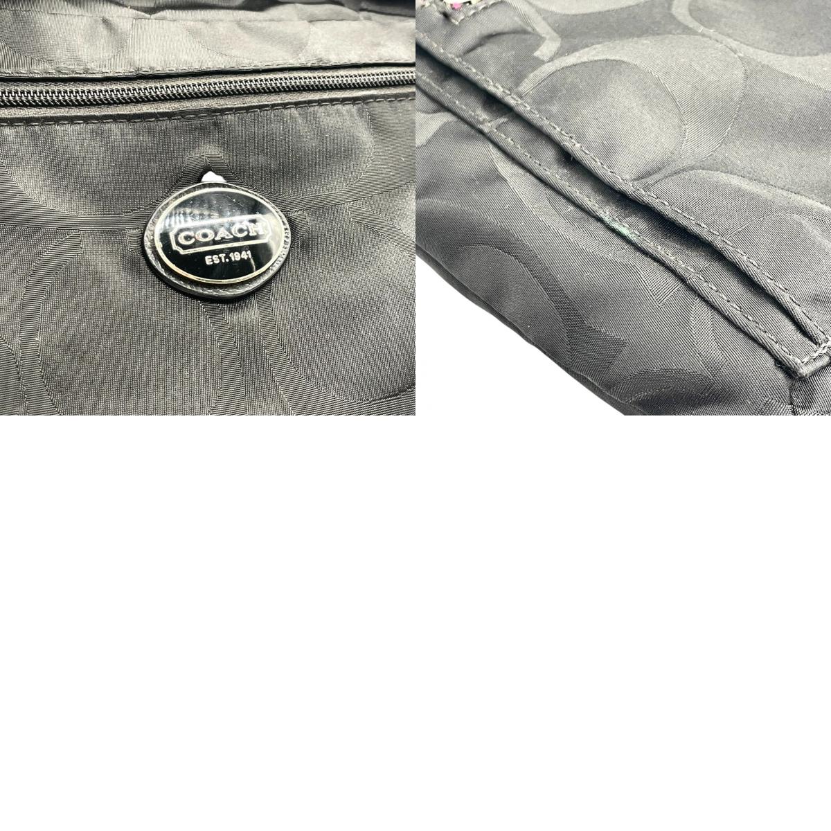 【COACH】コーチ ショルダーバッグ F77408 クロスボディ 斜め掛け可 シグネチャー オプアート キャンバス ナイロン ブラック 黒 軽量 カジュアル レディース メンズ ユニセックス 人気モデル クリーニング済み u3