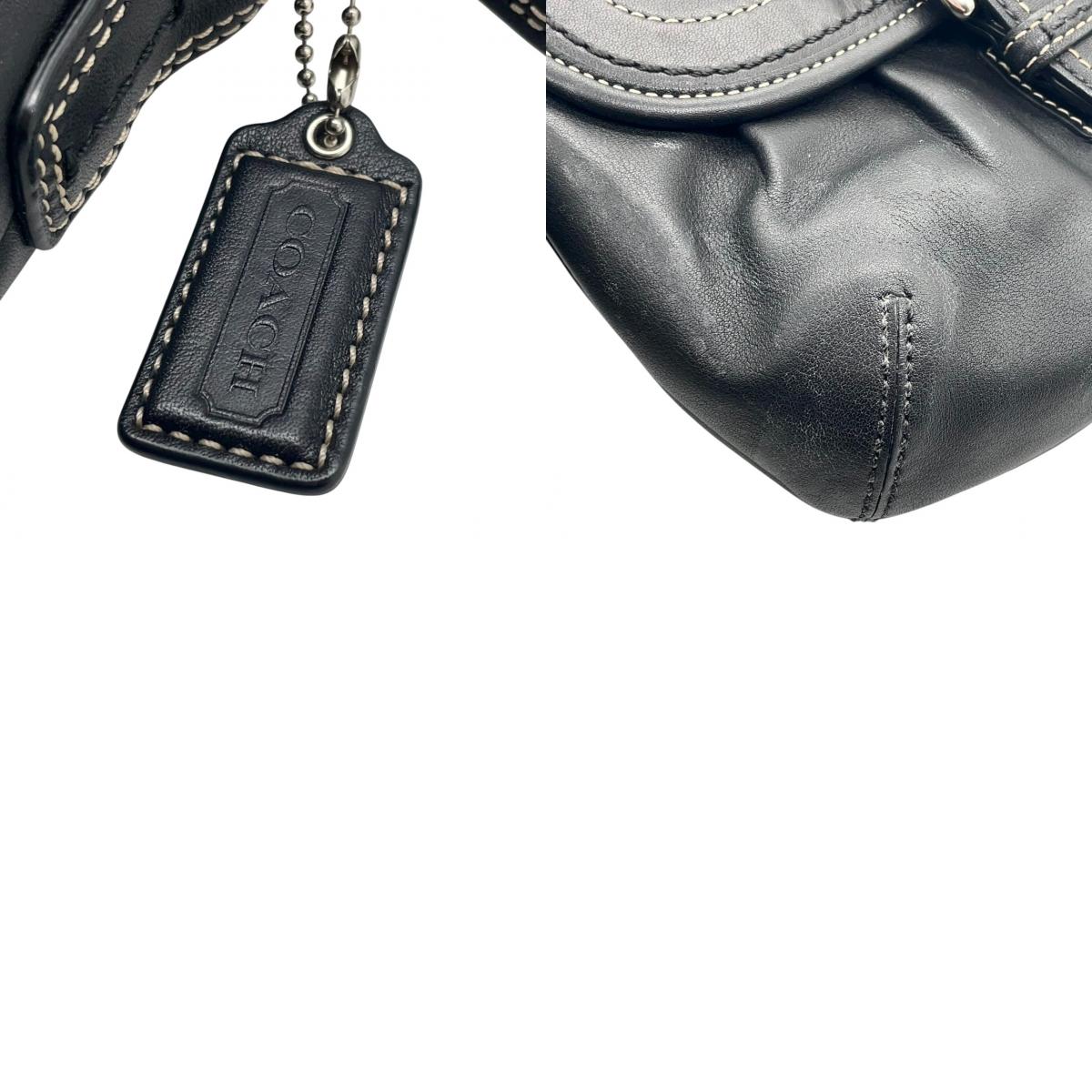 【COACH】コーチ ソーホー ショルダーバッグ ワンショルダー 斜め掛け可 F15077 フラップ 本革 レザー ブラック 黒 ステッチデザイン レディース エレガント カジュアル クラシック 定番人気モデル クリーニング済み u12