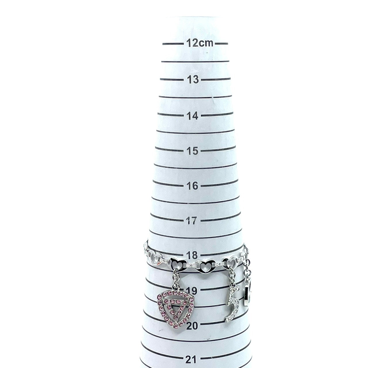 SHIROGANE JEWELRY シロガネジュエリー 50周年記念 アニバーサリー チャームブレスレット スワロフスキークリスタル シルバー W6