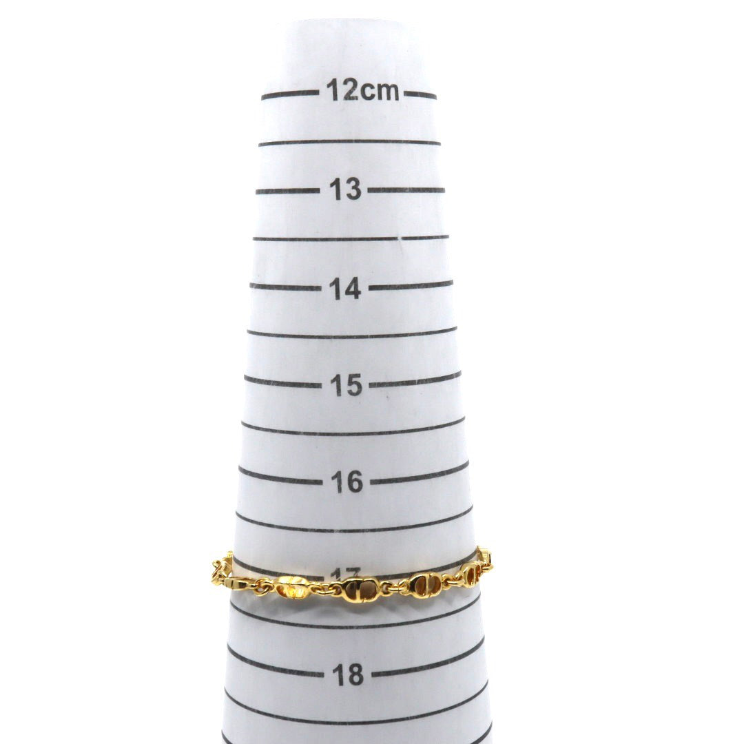 【美品】Christian Dior クリスチャンディオール CDロゴ ブレスレット ゴールドカラー GP ヴィンテージジュエリー アクセサリー レディース I4