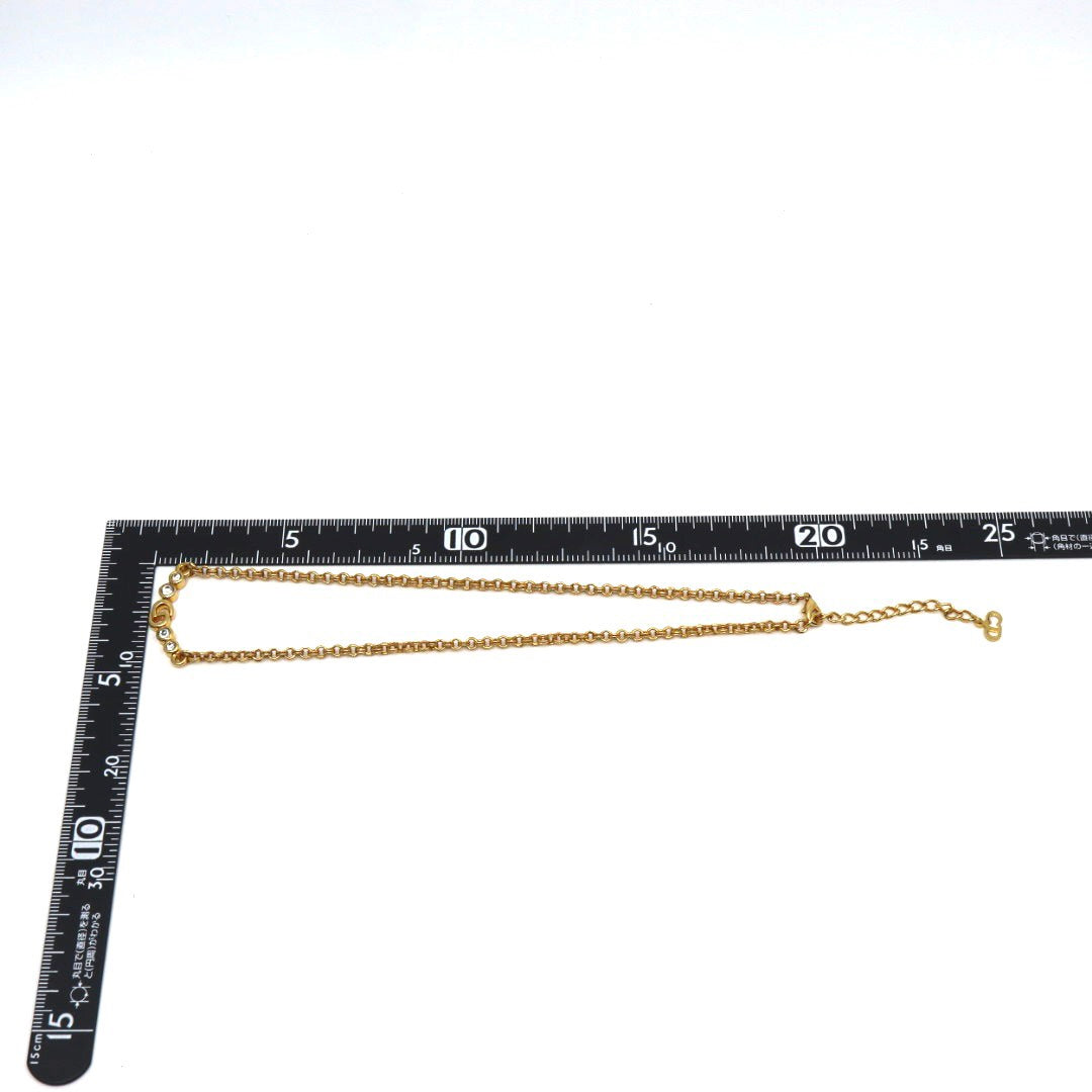 【美品】Christian Dior クリスチャンディオール CDロゴ クリスタル チェーン ネックレス ゴールドカラー GP ペンダント ヴィンテージジュエリー アクセサリー レディース I4