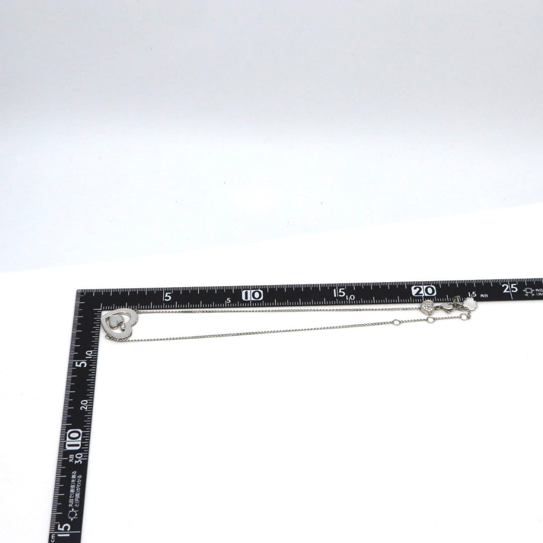 Christian Dior クリスチャンディオール ダブルハートモチーフ ラインストーン クローバーモチーフ Diorロゴ ネックレス シルバーカラー ペンダント ヴィンテージジュエリー アクセサリー レディース I4