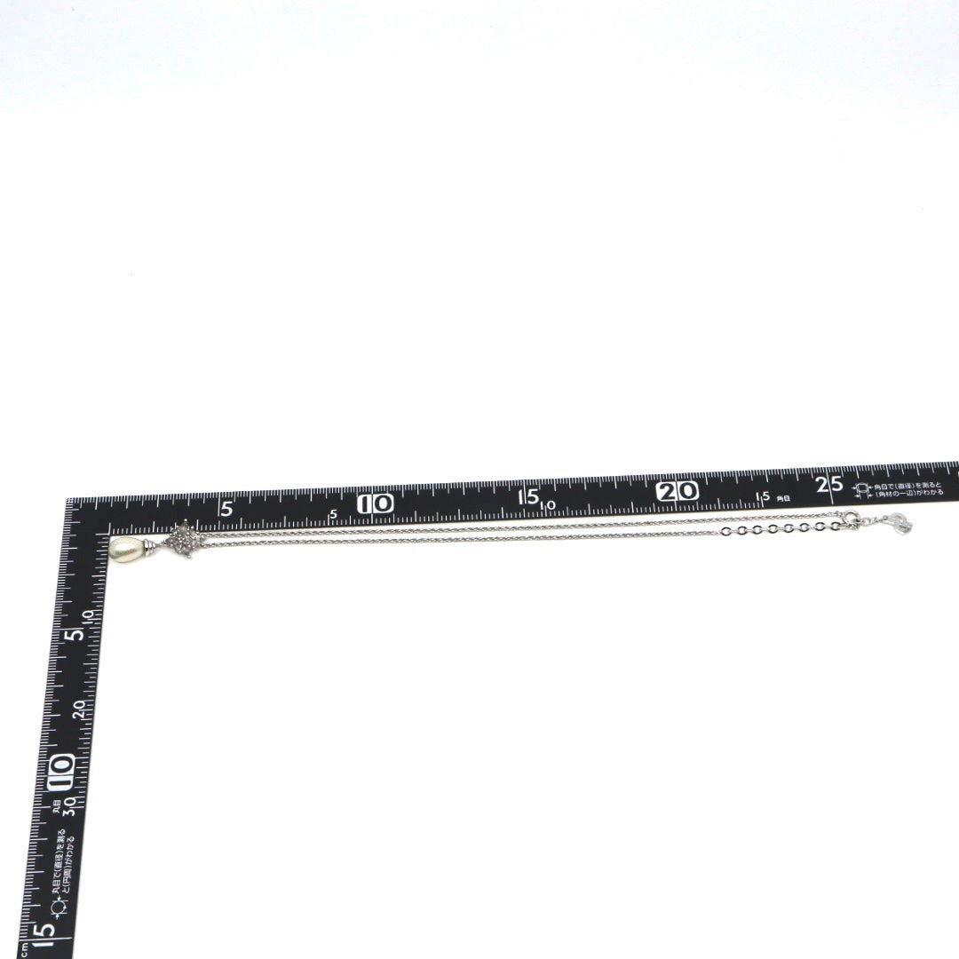 Christian Dior クリスチャンディオール ドロップパール ビジュー ネックレス シルバーカラー ペンダント ヴィンテージジュエリー アクセサリー レディース I4