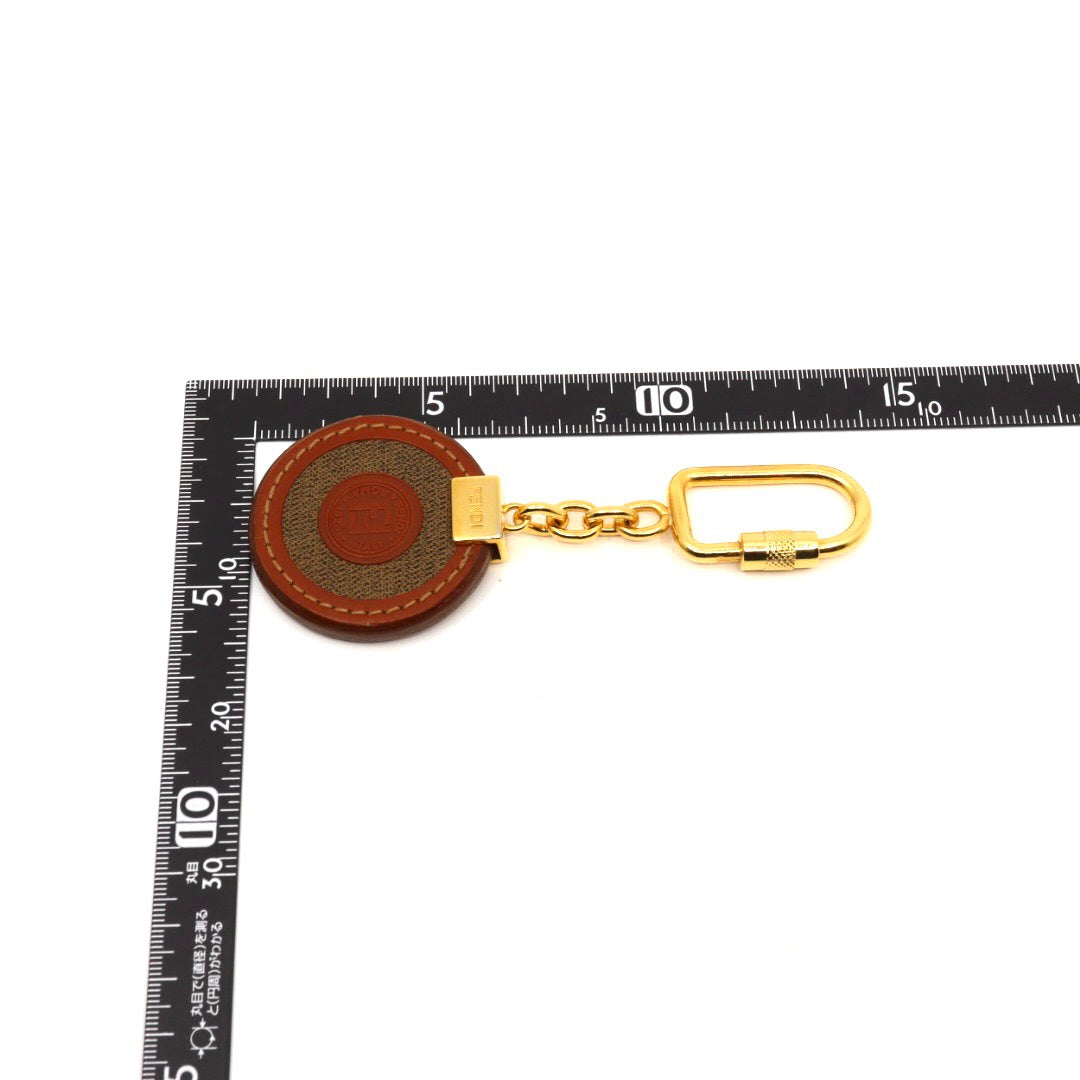 【美品】FENDI フェンディ ペカン キーホルダー キーケース PVC レザー ロゴ型押し ゴールド金具 ヴィンテージ 1980〜1990年代 イタリア製 レディース メンズ M5