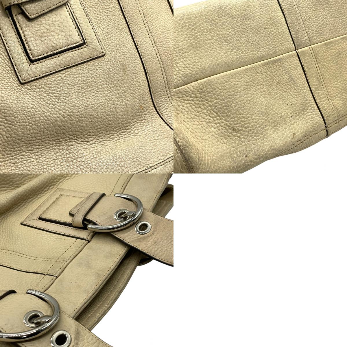 【良品】コーチ COACH ハンプトンズ ウィークエンド レザートートバッグ ショルダーバッグ 肩掛け ベージュ アイボリー 本革 10912 ギャザー ベルトデザイン A4収納可 大容量 通勤 通学 ビジネス レディース 鞄 カバン s60