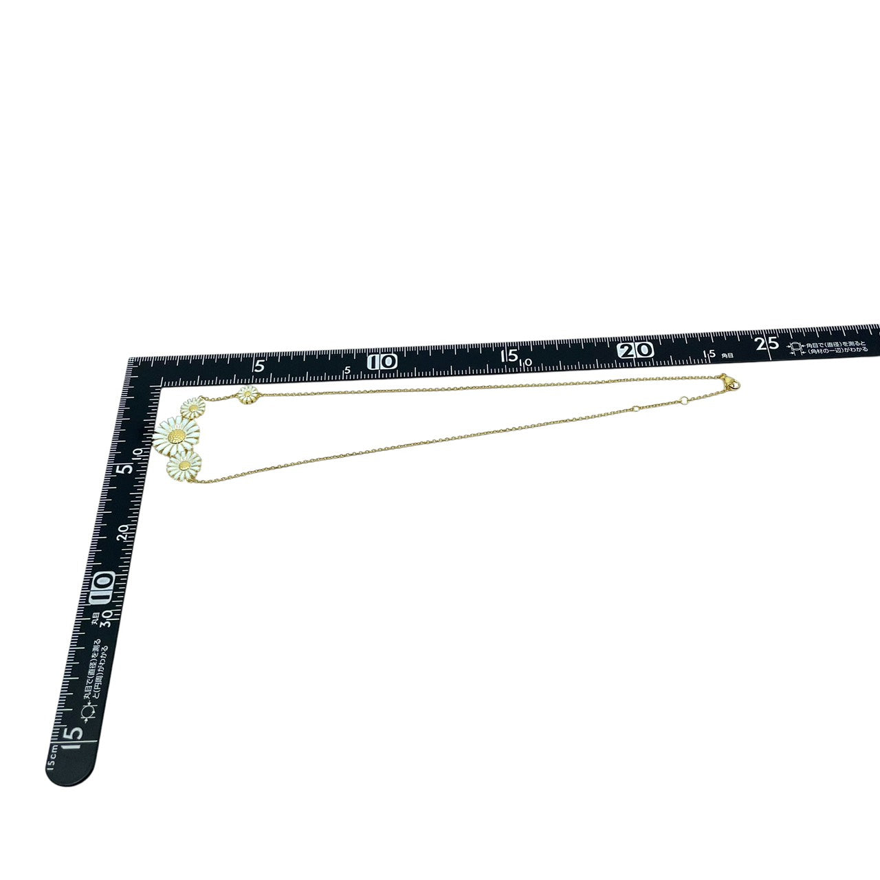美品 GEORG JENSEN デイジー ネックレス フラワーモチーフ i4 ホワイトエナメル SV925 K18GP ジョージジェンセン Daisy フラワーネックレス レディース ジュエリー