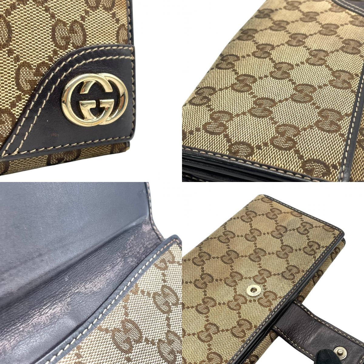 GUCCI グッチ 長財布 ロングウォレット GGキャンバス レザー 本革 ブラウン 茶 レディース 女性用 メンズ エレガント クラシック ウォレット 札入れ 小銭入れ カード入れ 財布 サイフ フォーマル 高級 人気 ブランド M4