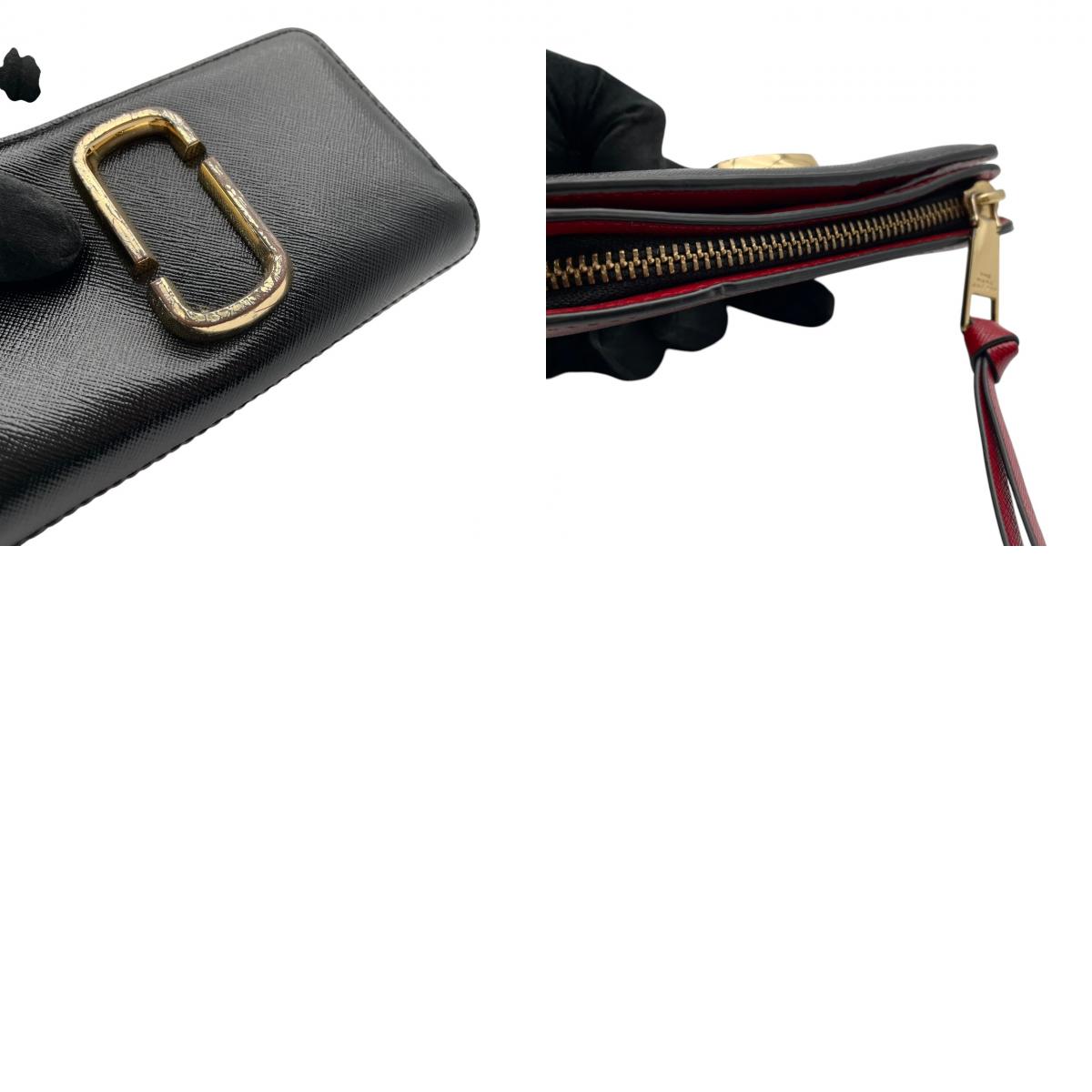 マークジェイコブス MARC JACOBS 財布 コンパクトウォレット レザー 本革 ブラック 黒 ボルドー バイカラー ゴールド金具 レディース エレガント クラシック ビンテージ ミニ財布 オシャレ 上品 ミニ コンパクト 丈夫 高品質 定番 人気 M1