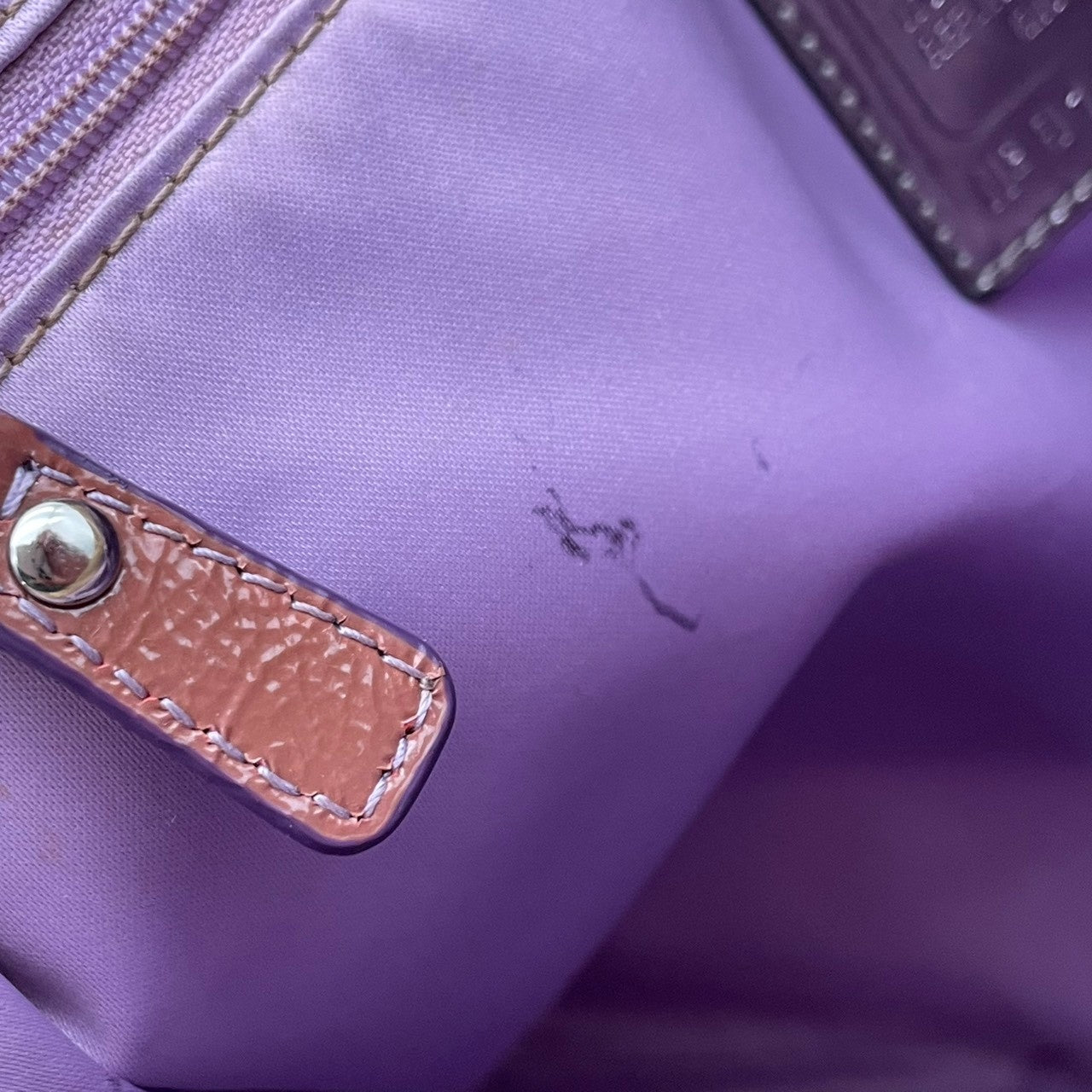 美品 COACH コーチ ポピー シグネチャー トートバッグ ショルダーバッグ キャンバス パテントレザー スパンコール ベージュ 肩掛け A4収納 大容量 華やか エレガント カジュアル 通勤 通学 お出かけ デイリー トラベル レディース 鞄 S84
