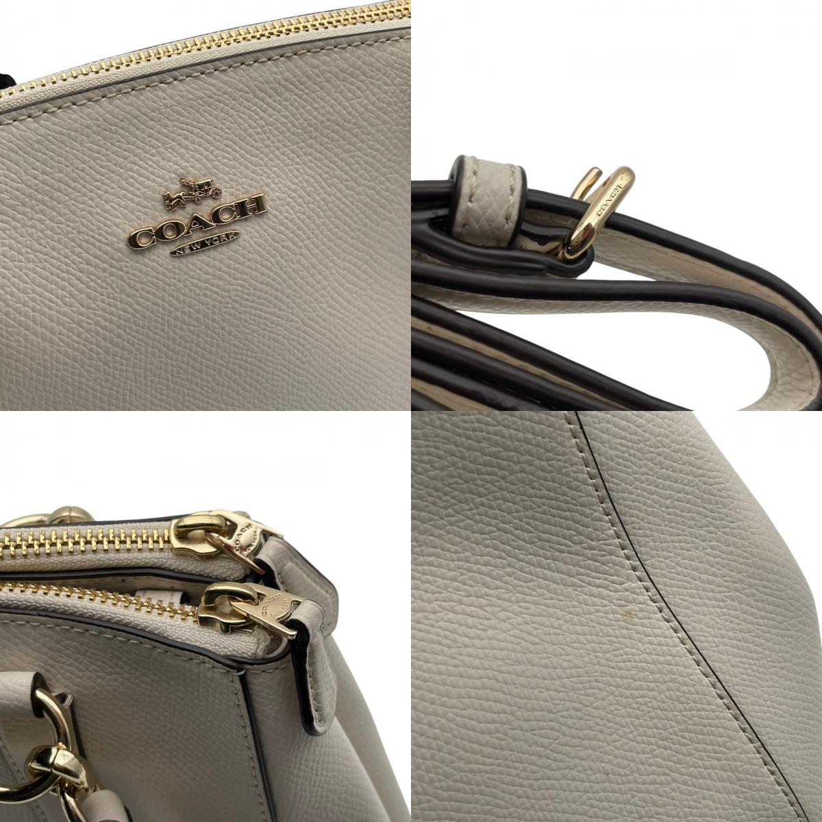 美品 COACH コーチ 2WAY ショルダーバッグ ハンドバッグ 斜め掛け クロスボディ レザー 本革 ホワイト 白 ゴールド金具 レディース エレガント 上品 通勤 通学 お出かけ デイリーユース シンプル 人気 カバン 鞄 S84
