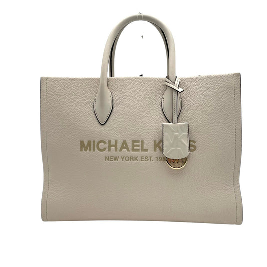 美品 MICHAEL KORS マイケルコース Mirella ラージ トートバッグ 2way レザー アイボリー ホワイト レディース ゴールド金具 エンボスロゴ MKチャーム 大容量 A4収納 通勤 上品 デイリー お出かけ s18