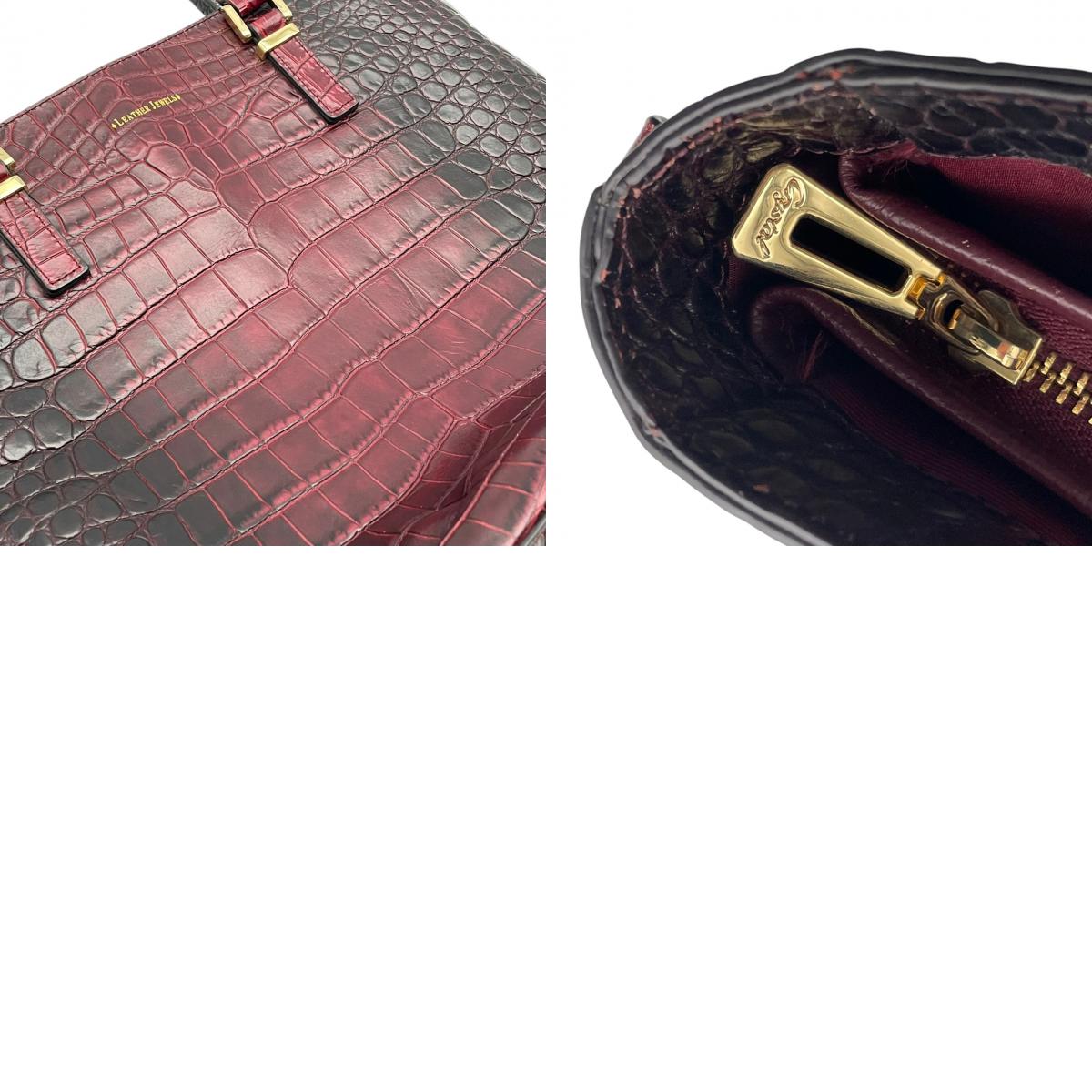 LEATHER JEWELS レザージュエルズ バッグ 2WAY トートバッグ ハンドバッグ ショルダーバッグ 手提げ 肩掛け 斜め掛け 牛革 クロコ型押し レザー ボルドー ワインレッド系 ゴールド金具 カジュアル 大容量 S2