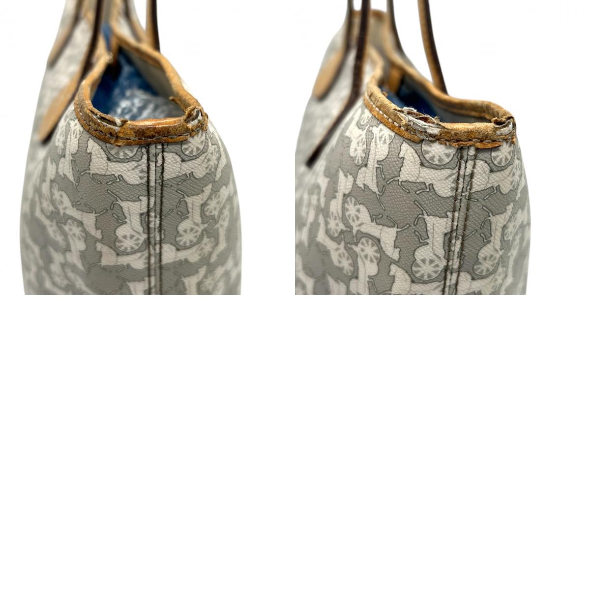 セリーヌ CELINE トートバッグ ハンドバッグ Cマカダム 馬車柄 サルキー PVC レザー グレー ビンテージ オールドセリーヌ クラシック レトロ ワンショルダー 肩掛け 自立可 ロゴプレート レディース 希少 レア 鞄 カバン デイリーユース V