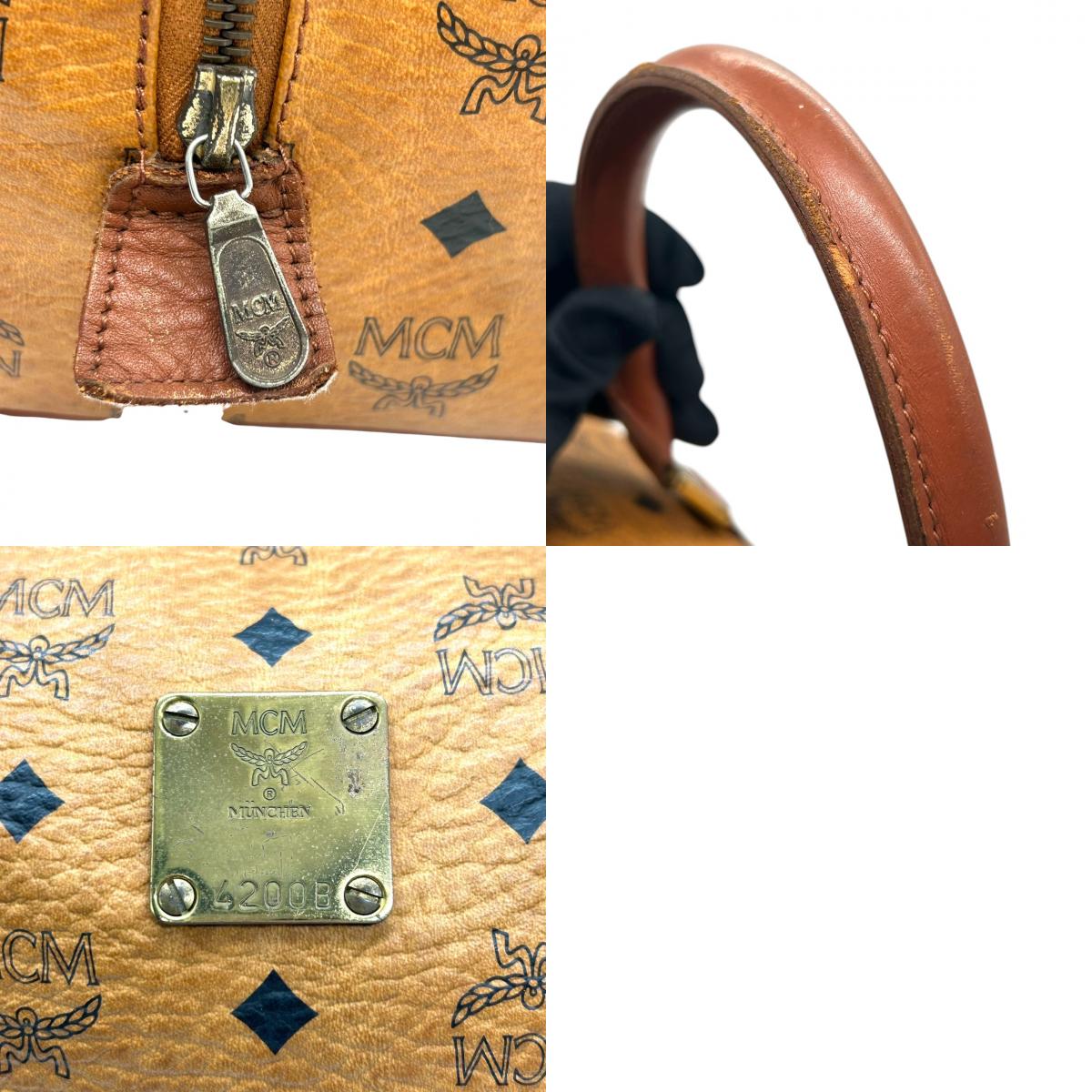 エムシーエム MCM ボストンバッグ ハンドバッグ ショルダーバッグ 2WAY ヴィセトス ロゴグラム 総柄 レザー 本革 ブラウン コニャック 斜め掛け可 肩掛け可 トラベル 旅行 レディース メンズ ユニセックス 鞄 カバン U