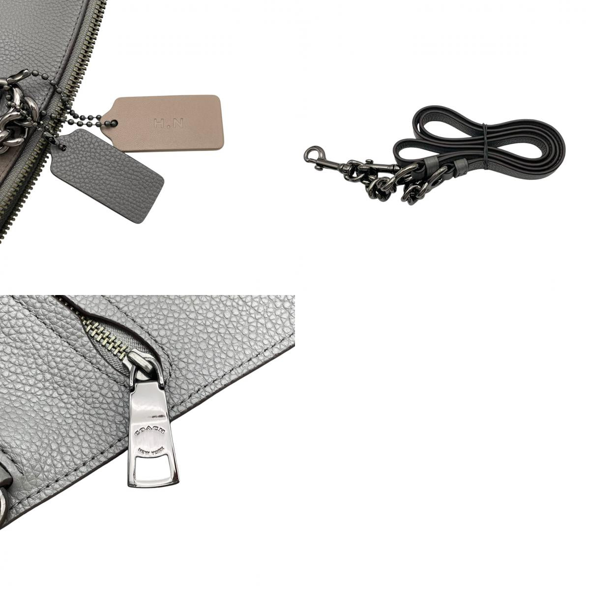 美品 コーチ COACH ハンドバッグ ショルダーバッグ 2WAY レザー 本革 グレー ブラウン 茶 シルバー金具 エレガント クラシック ビジネス お出かけ 普段使い 通勤 通学 トラベル 旅行 レディース 斜め掛け可 肩掛け 自立可 鞄 s86