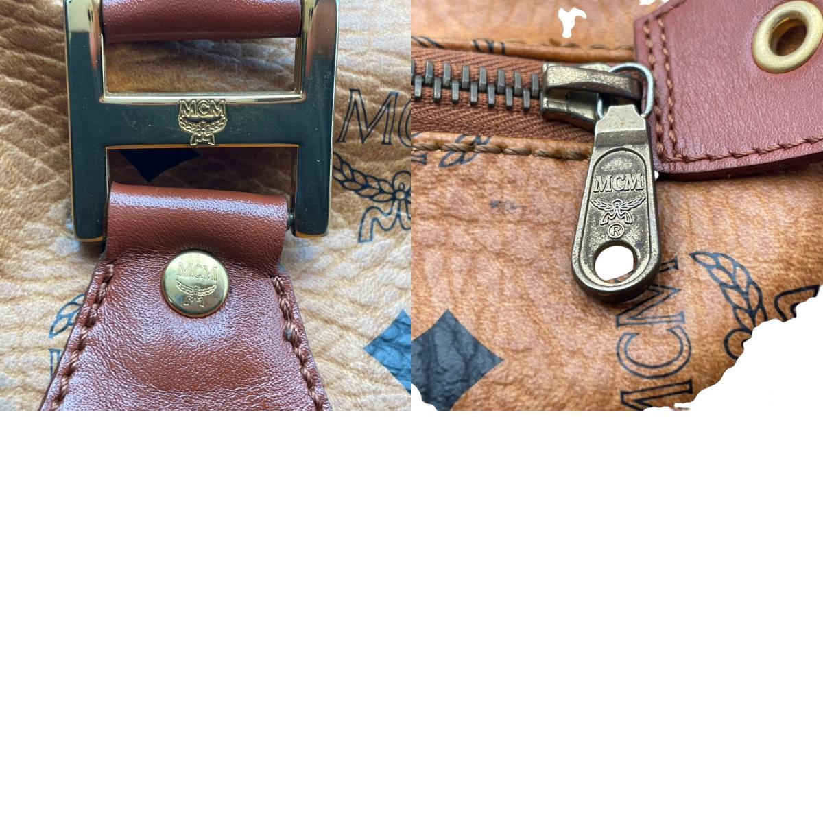 【美品】エムシーエム MCM ハンドバッグ ミニボストンバッグ ヴィセトス レザー 本革 ブラウン 茶色 総柄 ロゴ ビンテージ クラシック エレガント 華やか 上品 ボストン 鞄 手提げ 旅行 お出かけ ドイツ製 高級感 レディース 人気 定番 希少 S94