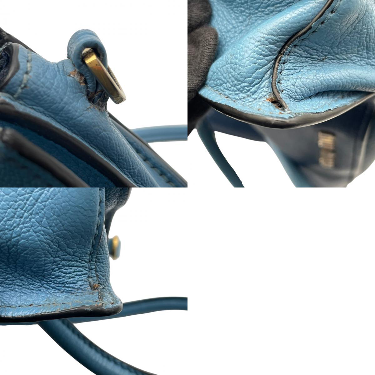 良品 ミュウミュウ miumiu マテラッセ 2WAY ハンドバッグ ショルダーバッグ 斜め掛け可 自立可 レザー 本革 ネイビー 水色 バイカラー ゴールド金具 レディース カジュアル エレガント クラシック ビンテージ 上品 華やか 鞄 かばん S18
