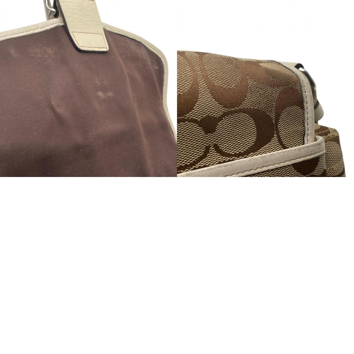美品 コーチ COACH ショルダーバッグ 斜め掛け可 肩掛け シグネチャー キャンバス レザー 本革 ベージュ ホワイト 白 シルバー金具 ソーホー フラップ ヴィンテージ ビンテージ 希少 レア 鞄 レディース お出かけ 通勤 通学 6835 S54