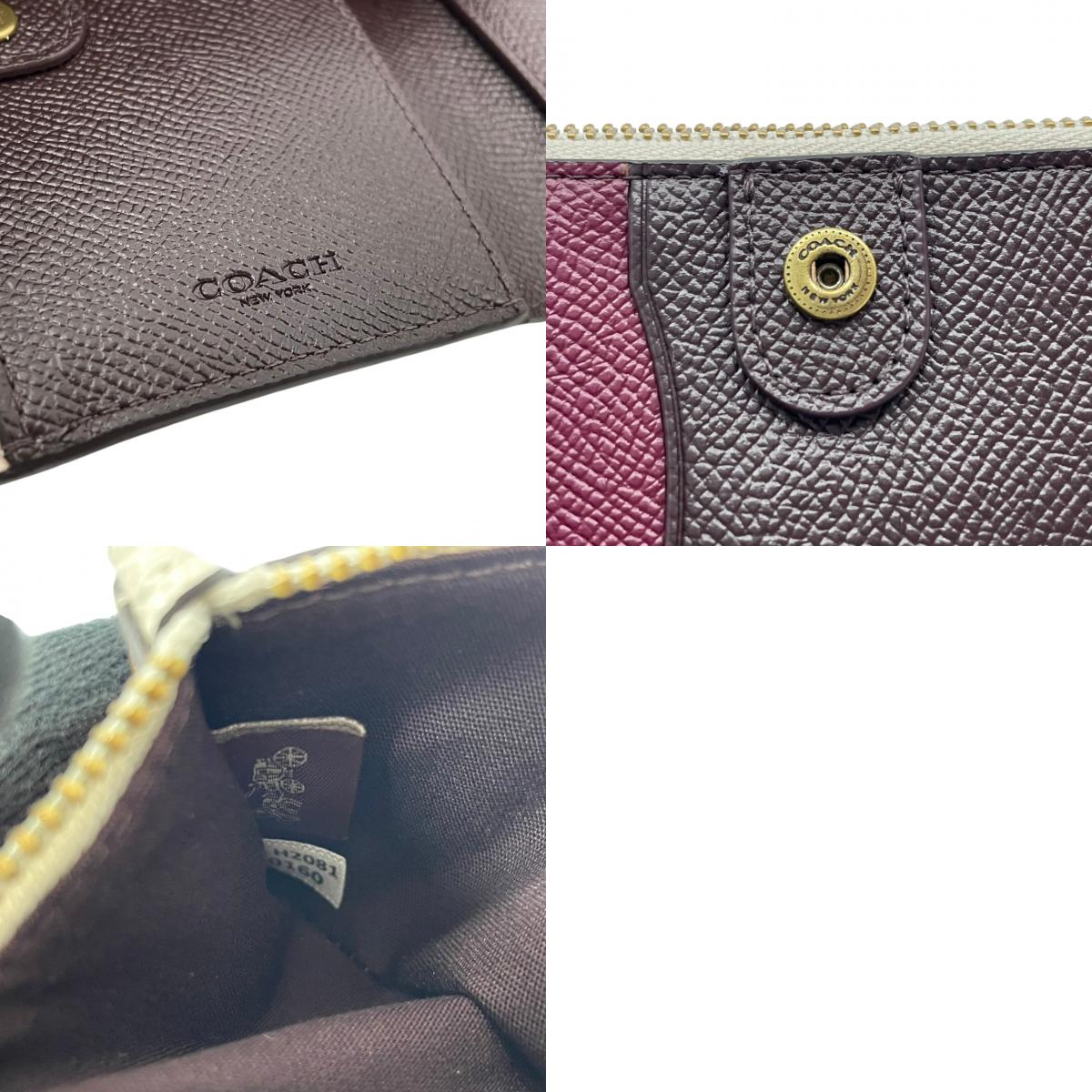 美品 コーチ COACH ミディアム コーナー ジップ ウォレット 二つ折り財布 クロスグレイン レザー 本革 アイボリー ゴールド金具 ロゴ金具 チェーン付き 札入れ 小銭入れ カード収納 コンパクト 上品 レディース 日常使い 収納力 M2