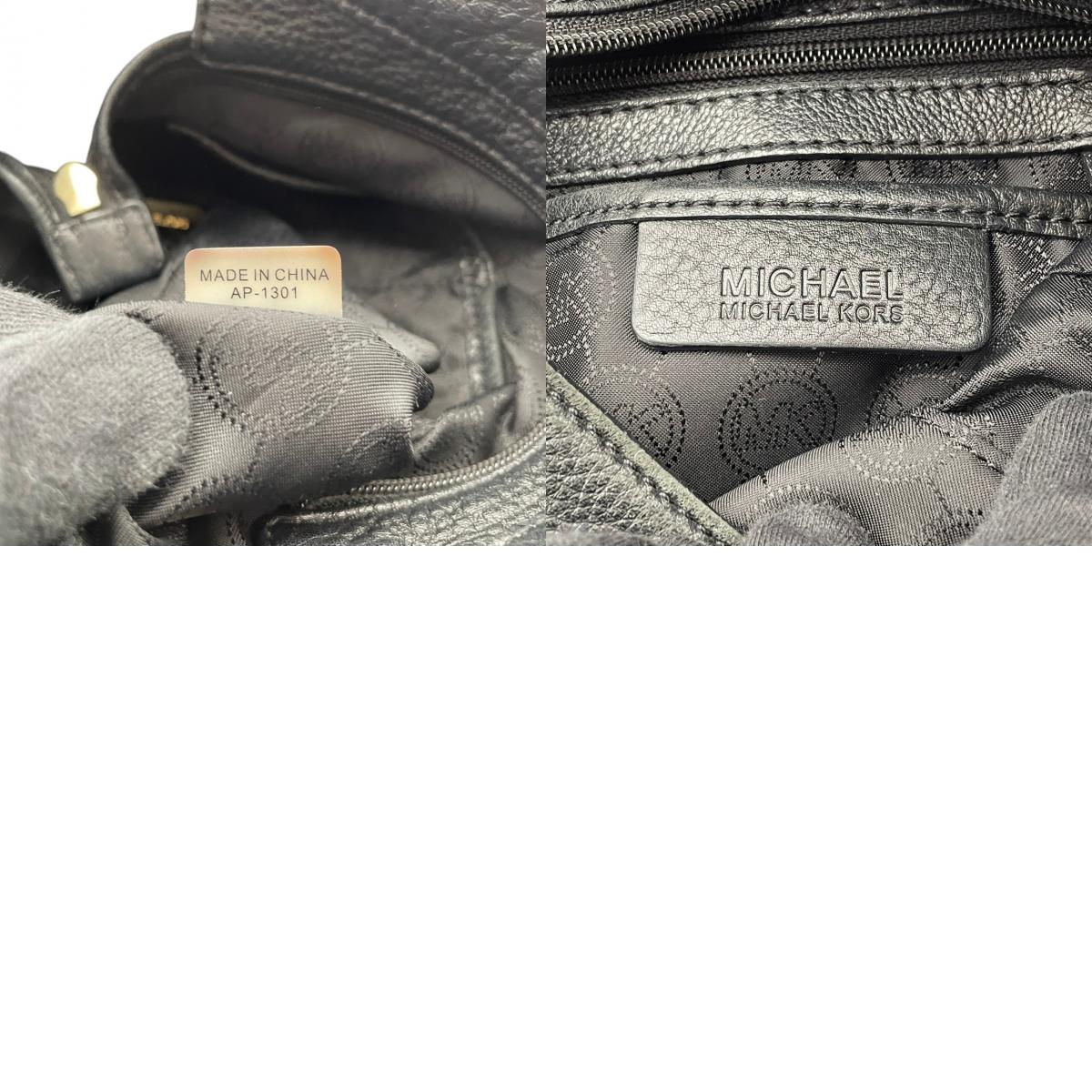 良品 マイケルコース MICHAEL KORS ショルダーバッグ ワンショルダー レザー ブラック 黒 ゴールド金具 MKロゴチャーム ファスナー開閉 エレガント デイリー 肩掛け 鞄 かばん レディース S5