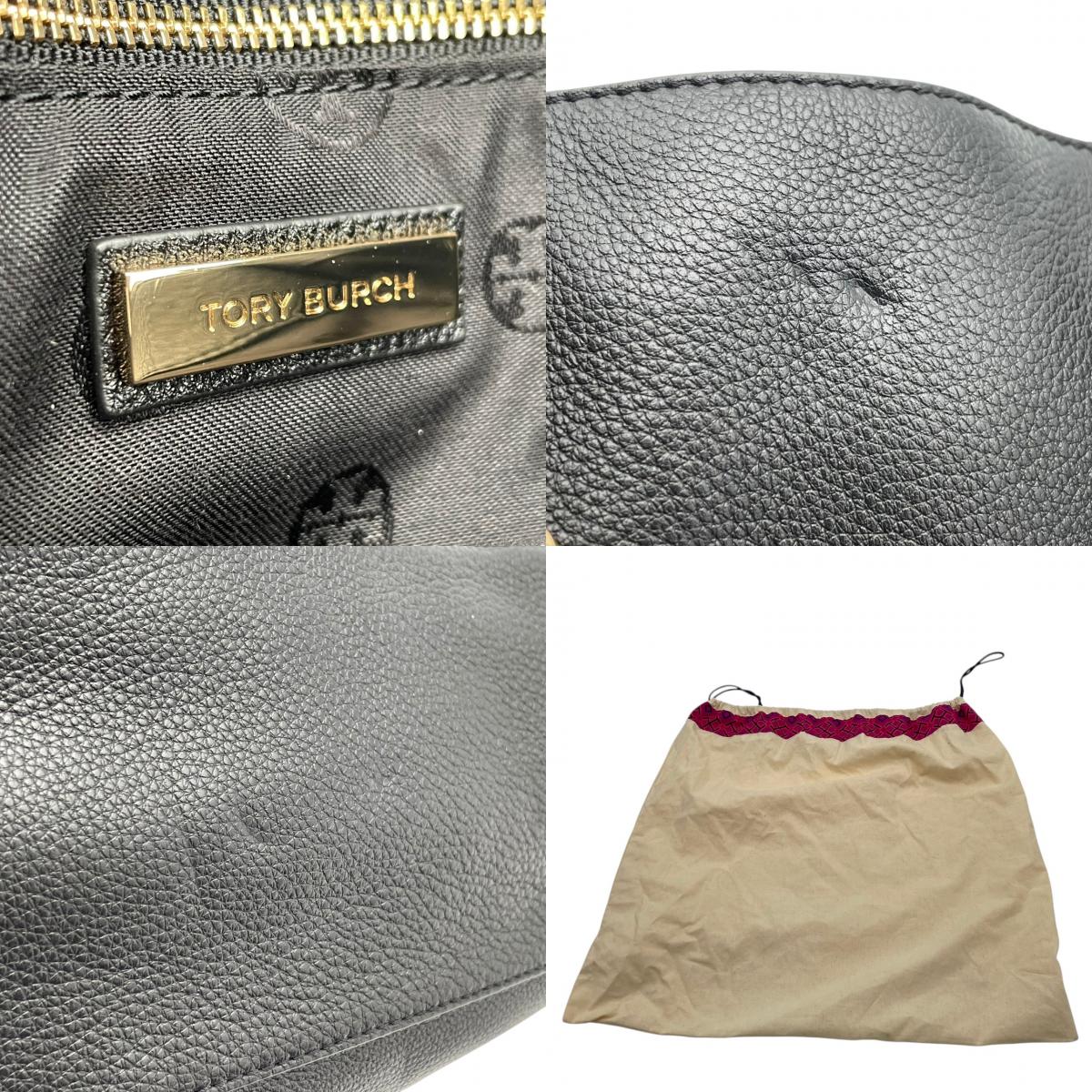 美品 トリーバーチ TORY BURCH テア Thea チェーンストラップ トートバッグ レザー 本革 ブラック 2way ワンショルダー 斜め掛け可 自立可 エンボスロゴ ゴールド金具 収納力 上品 クラシック レディース 日常使い S2
