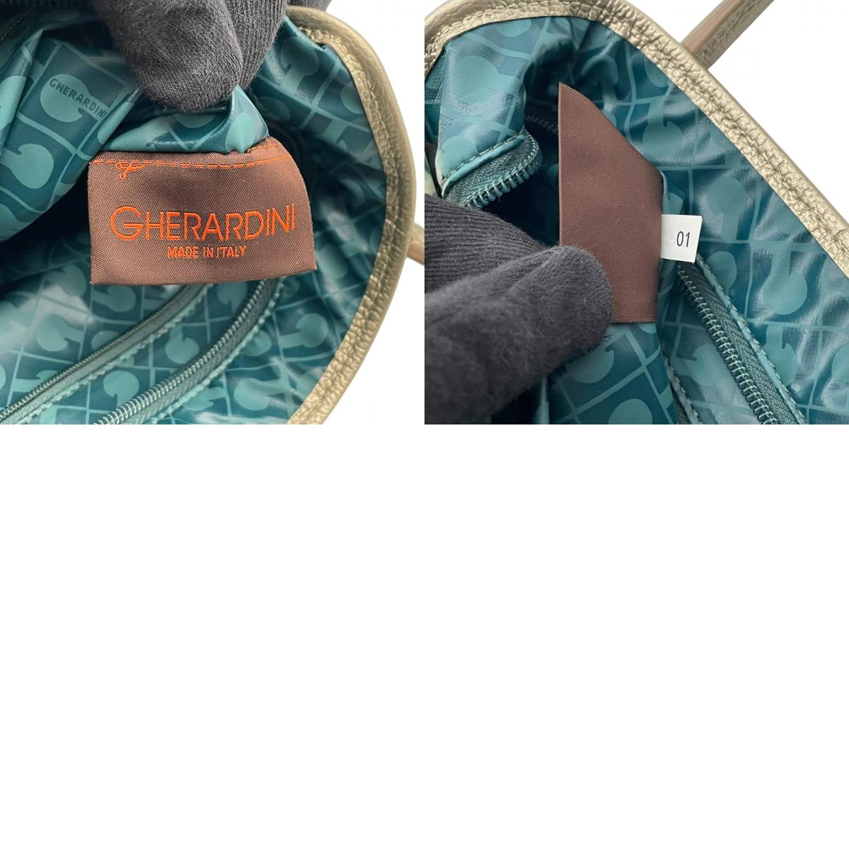 【極美品】 ゲラルディーニ GHERARDINI ハンドバッグ トートバッグ ソフティ 軽量 ナイロン グリーン 緑 総柄 自立可 エレガント カジュアル クラシック ビンテージ 上品 鞄 通勤 お出かけ デイリー レディース 定番 人気 アイテム S63
