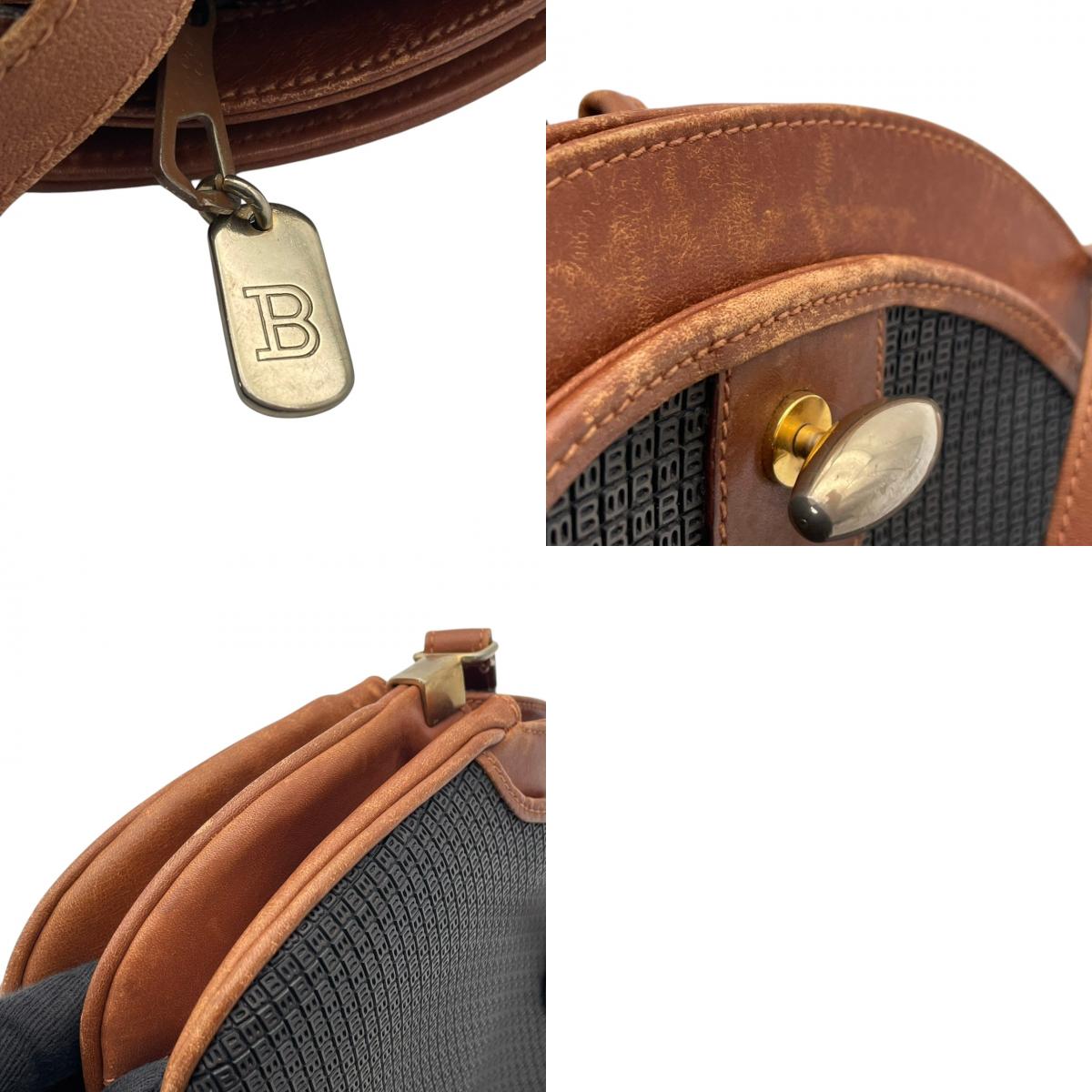【良品】 バリー BALLY ショルダーバッグ クロスボディ 斜め掛け可 PVC レザー ブラウン 茶色 ブラック 黒 Bロゴ 総柄 モノグラム フラップ クラシック ビンテージ 上品 鞄 メンズ レディース ユニセックス 定番 人気 希少 S59