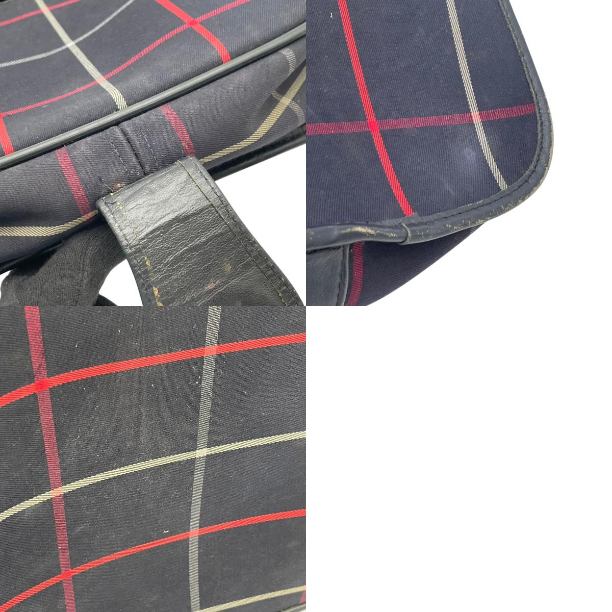 【良品】 バーバリー BURBERRY ショルダーバッグ キャンバス レザー 本革 ネイビー 紺 チェック柄 騎士ロゴ クロスボディ 斜め掛け 軽量 ヴィンテージ オールド エレガント レトロ お出かけ デイリー レディース 定番 人気 鞄 カバン S92