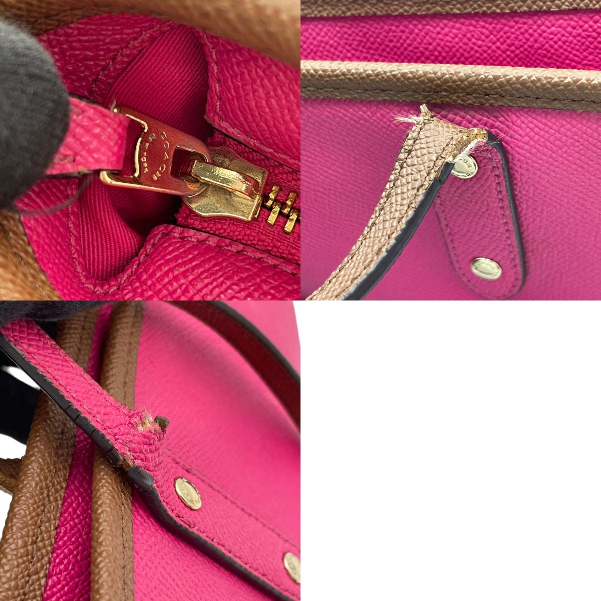 【良品】コーチ COACH シティー トート ウィズ ポーチ クロスグレイン レザー F59125 ピンク トートバッグ 大容量 A4収納 通勤 通学 デイリー お出かけ レディース 定番 人気 鞄 カバン S81