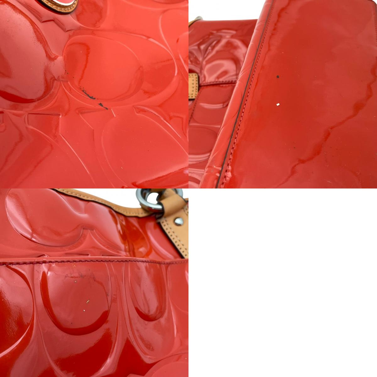 【良品】COACH コーチ ペイトン エンボスド パテント トートバッグ ハンドバッグ エナメル レザー オレンジ 肩掛け 通勤 通学 大容量 エレガント レディース カジュアル フォーマル お出かけ デイリー 鞄 上品 F20028 S58