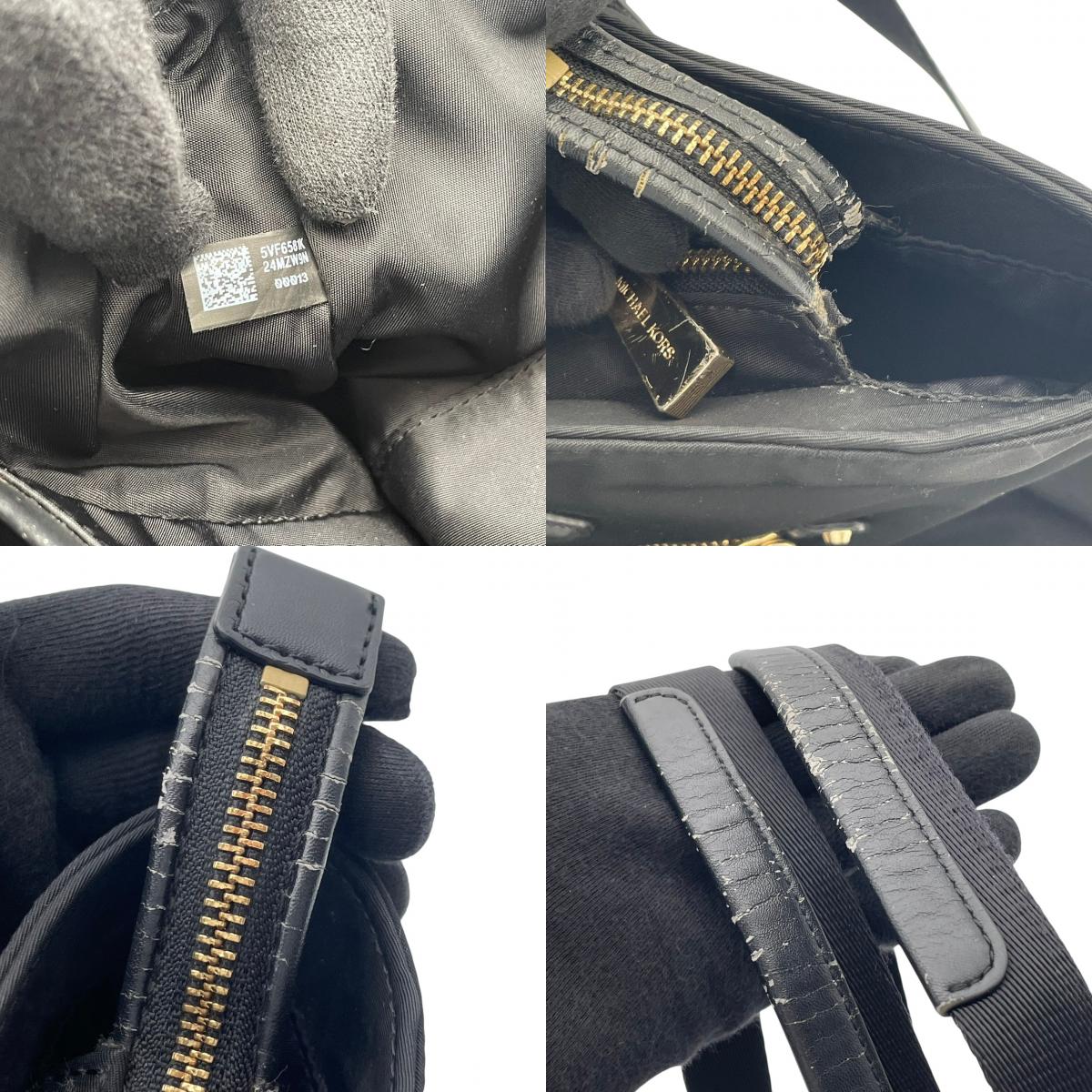 【美品】マイケルコース トートバッグ ポリー ブラック ナイロン レザー A4収納 通勤 通学 ビジネス レディース 人気 定番 軽量 普段使い 高級感 おしゃれ シンプル ブランドバッグ 黒 マザーズバッグ 旅行 大容量 マチ広 丈夫 収納力抜群 S16