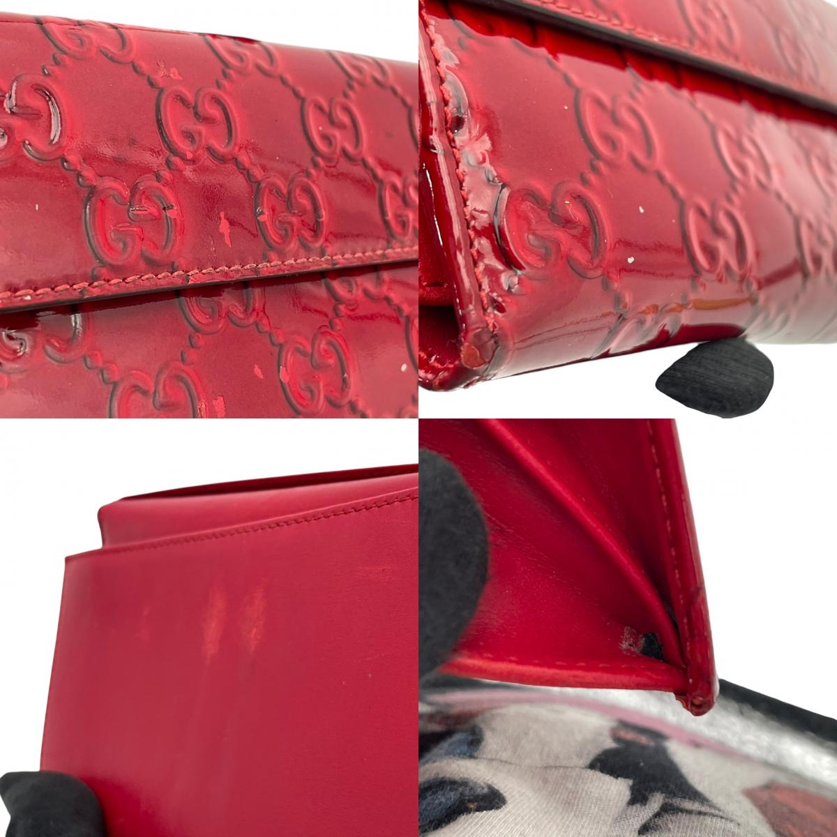 【良品】グッチ ラブリーハート グッチシマ パテントレザー Wホック 長財布 ワインレッド 赤 ゴールド金具 二つ折り レディース メンズ 人気 定番 ブランド ビジネス カジュアル エレガント 高級感 普段使い お出かけ ギフト プレゼント 贈り物 W2