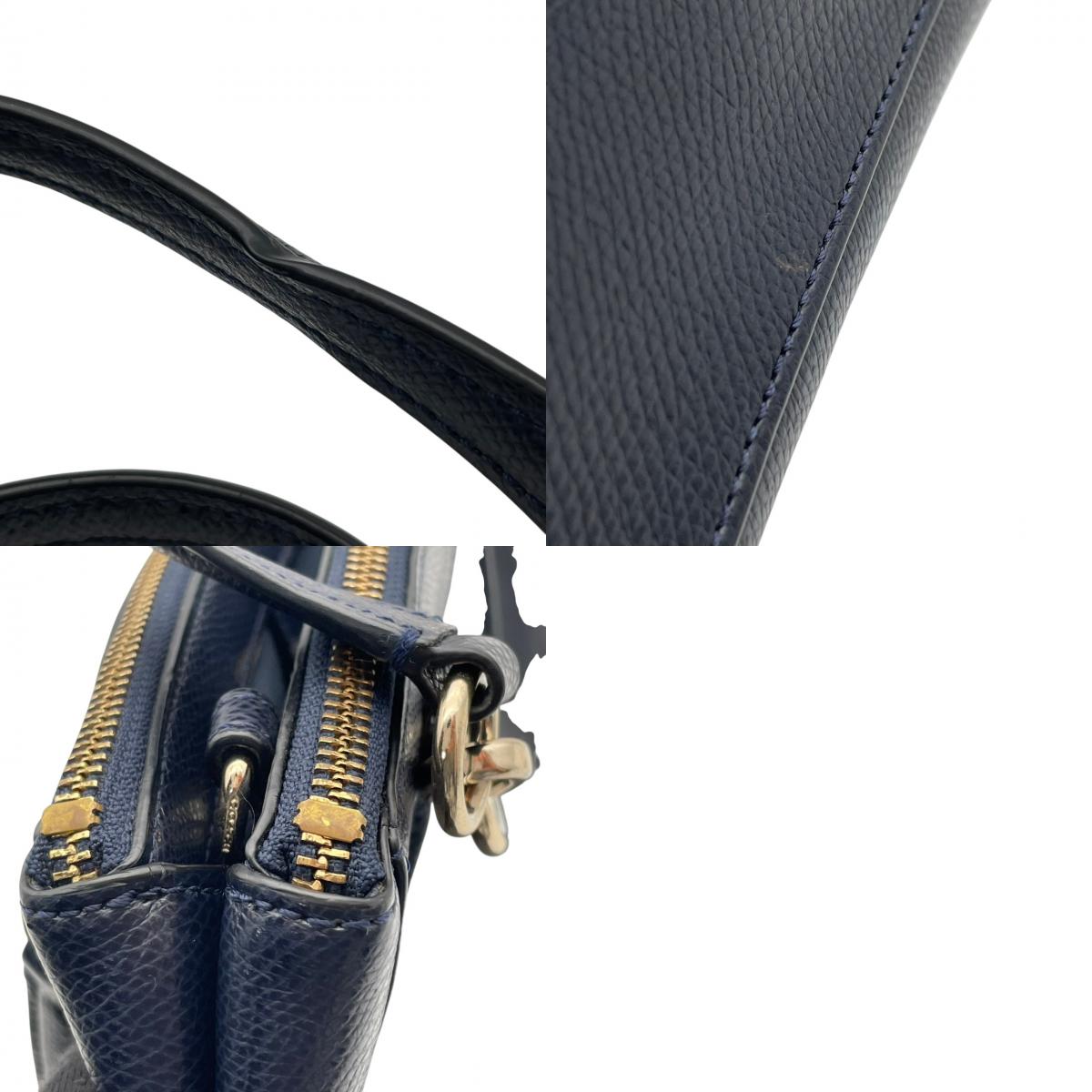【美品】コーチ バッグ レザー 2WAY ショルダーバッグ ハンドバッグ クロスボディ 斜め掛け 肩掛け 手提げ 本革 ネイビー 紺 ゴールド金具 エレガント スタイリッシュ カジュアル 上品 通勤 通学 お出かけ 旅行 デイリー レディース 定番 S97