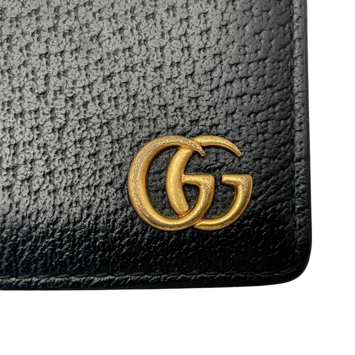 【美品】グッチ 財布 GGマーモント 二つ折り長財布 札入れ ロングウォレット 本革 レザー ブラック 黒 ゴールド金具 インターロッキングG クラシック エレガント スタイリッシュ シンプル 上品 ミニマル ビジネス メンズ レディース 定番 人気 W1