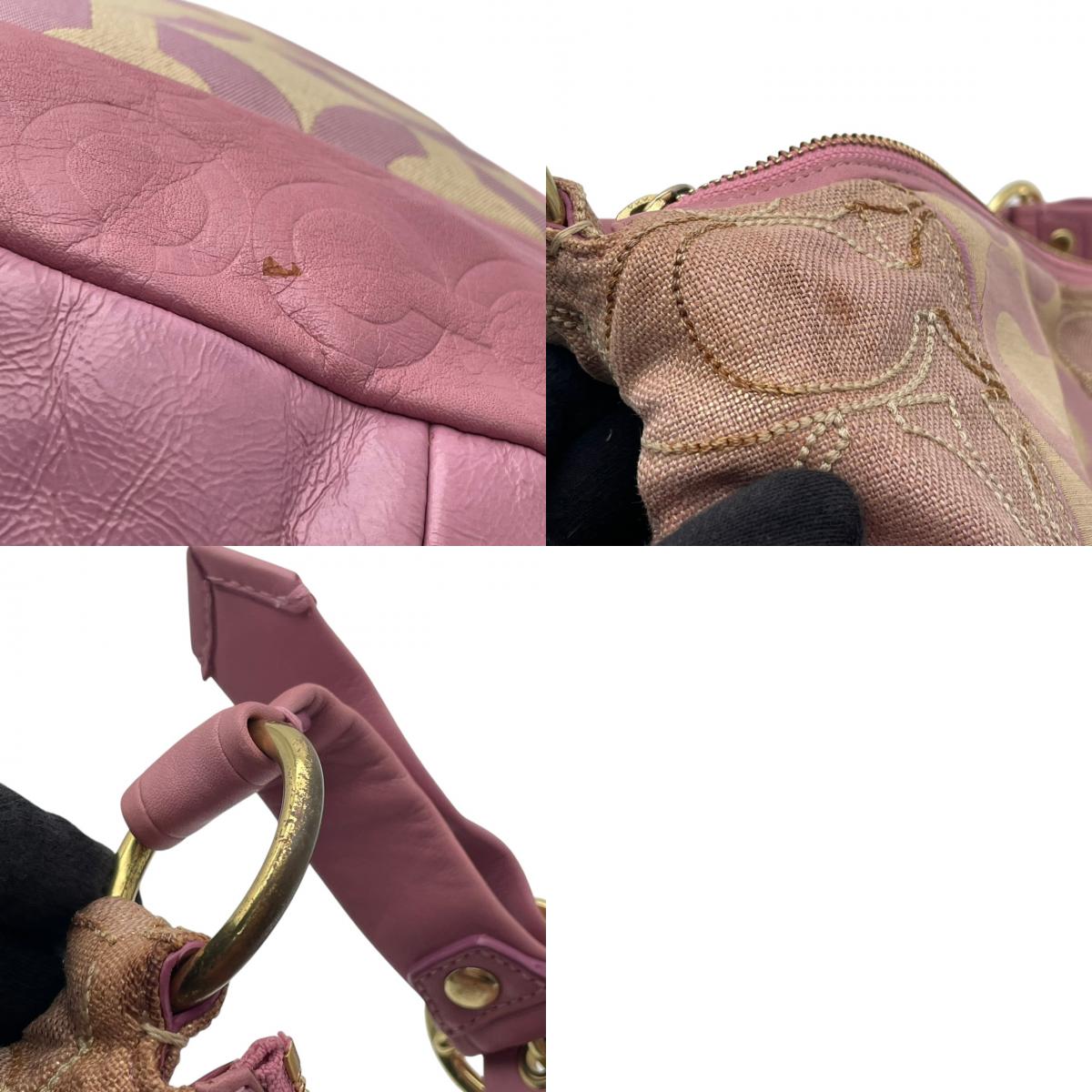 COACH コーチ バッグ アリ ピースト スモール ホーボー ショルダーバッグ ハンドバッグ ワンショルダー 手提げ 肩掛け パッチワーク キャンバス レザー 本革 ピンクパープル ベージュ ゴールド金具 レディース S54