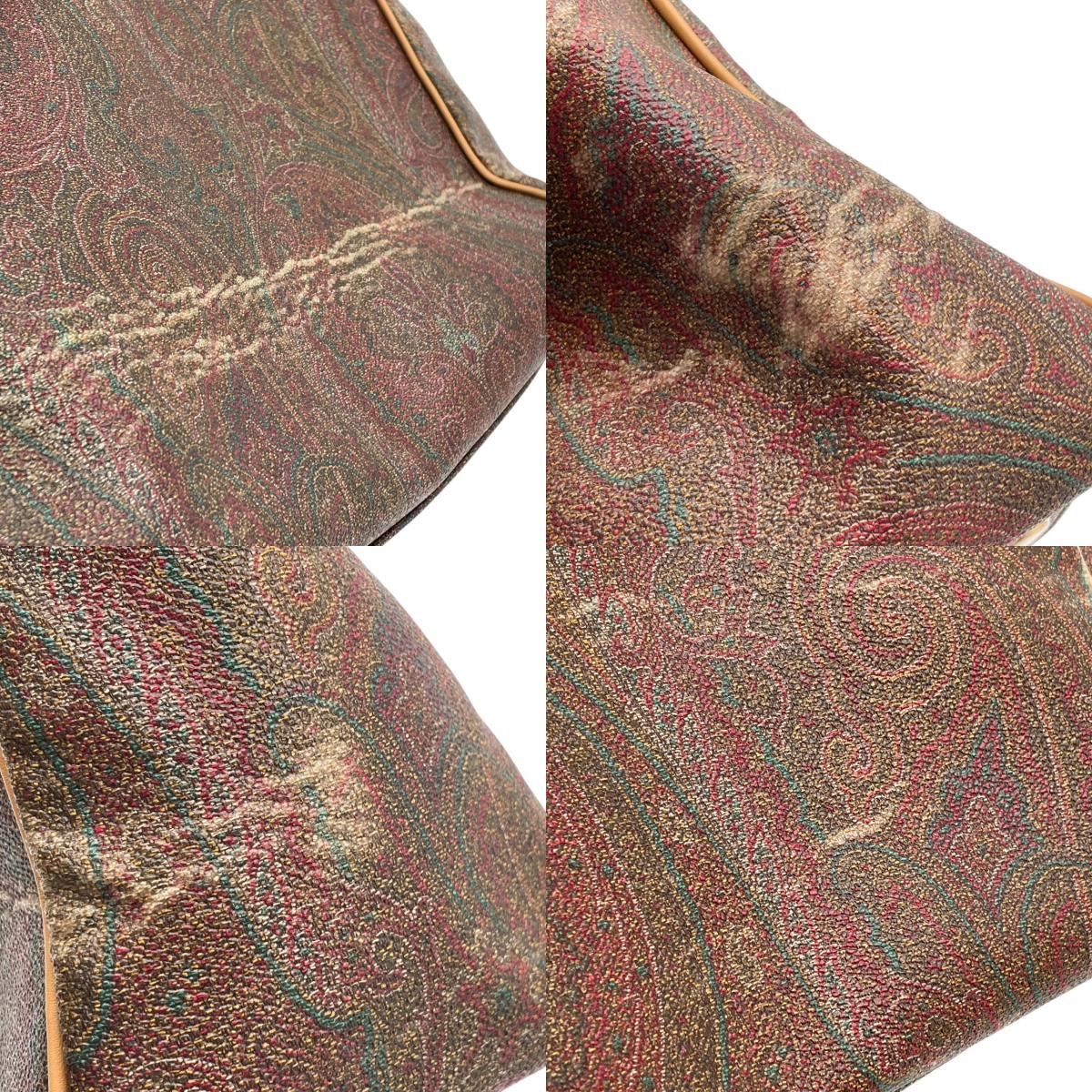 ETRO エトロ バッグ ペイズリー柄 トートバッグ ハンドバッグ 手提げ 肩掛け PVCコーティングキャンバス レザー ライトブラウン ブラウン マルチカラー ゴールド金具 ロゴ金具 A4収納 エレガント クラシック ヴィンテージ イタリア製 レディース S32