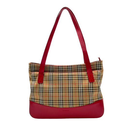 Burberry バーバリー バッグ バーバリーズ チェック ノバチェック シャドーホース トートバッグ ハンドバッグ 手提げ 肩掛け A4収納 キャンバス レザー ベージュ ローズレッド 赤 クラシック ヴィンテージ S32
