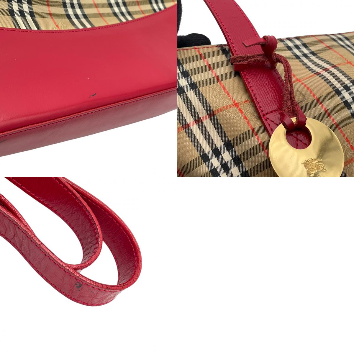 Burberry バーバリー バッグ バーバリーズ チェック ノバチェック シャドーホース トートバッグ ハンドバッグ 手提げ 肩掛け A4収納 キャンバス レザー ベージュ ローズレッド 赤 クラシック ヴィンテージ S32