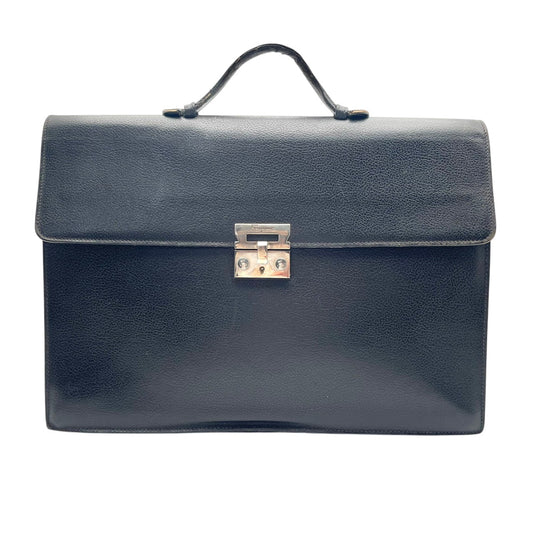 フェラガモ Salvatore Ferragamo ヴィンテージ レザー ブリーフケース ビジネスバッグ 書類鞄 手提げ A4収納 本革 ブラック 黒 シルバー金具 エレガント クラシック スタイリッシュ 通勤 ビジネス メンズ レディース S66
