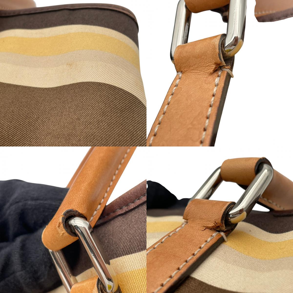 コーチ COACH ボーダー キャンバス レザー トートバッグ ハンドバッグ 手提げ ブラウン 茶色 ベージュ シルバー金具 エレガント カジュアル デイリー 通勤 通学 レディース 女性 人気 定番 7713 S68