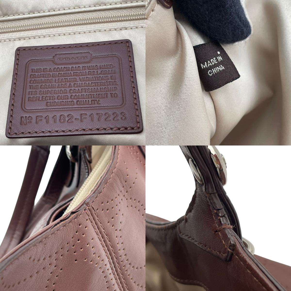 【美品】コーチ パンチング レザー 2WAY トートバッグ ハンドバッグ ショルダーバッグ 斜め掛け ブラウン 茶色 ゴールド金具 エレガント カジュアル デイリー 通勤 通学 レディース 女性 人気 定番 F17223 S68