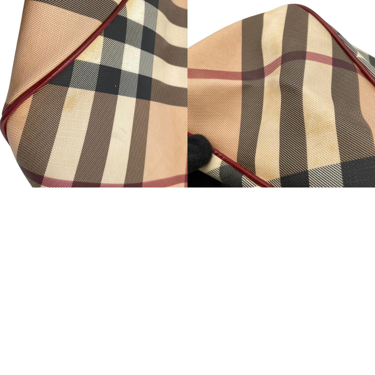 【良品】BURBERRY バーバリー ショルダーバッグ ホーボーバッグ ワンショルダー ノバチェック メガチェック PVC レザー 本革 ベージュ ワインレッド ボルドー 肩掛け 大容量 A4収納可能 レディース エレガント カジュアル 通勤 S86