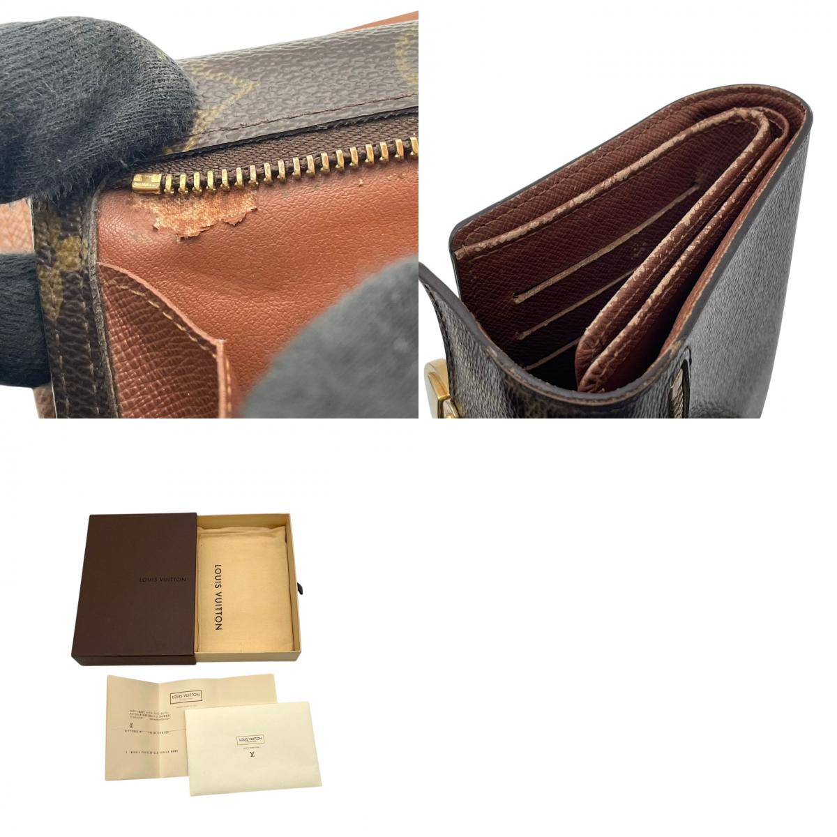 【良品】ルイヴィトン LOUIS VUITTON 三つ折り財布 ポルトフォイユ コアラ モノグラム PVC レザー ブラウン ベージュ 金具 コンパクト ウォレット ミニ財布 箱 保存袋付き メンズ レディース カバン 鞄 オシャレ 高級 ブランド W4