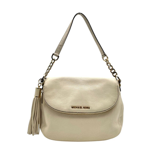 良品 MICHAEL KORS マイケルコース Bedford ベッドフォード 2way ショルダーバッグ アイボリー レザー ゴールド金具 チェーン ハンドバッグ 斜め掛け クロスボディ タッセルチャーム ロゴ フラップ レディース S60