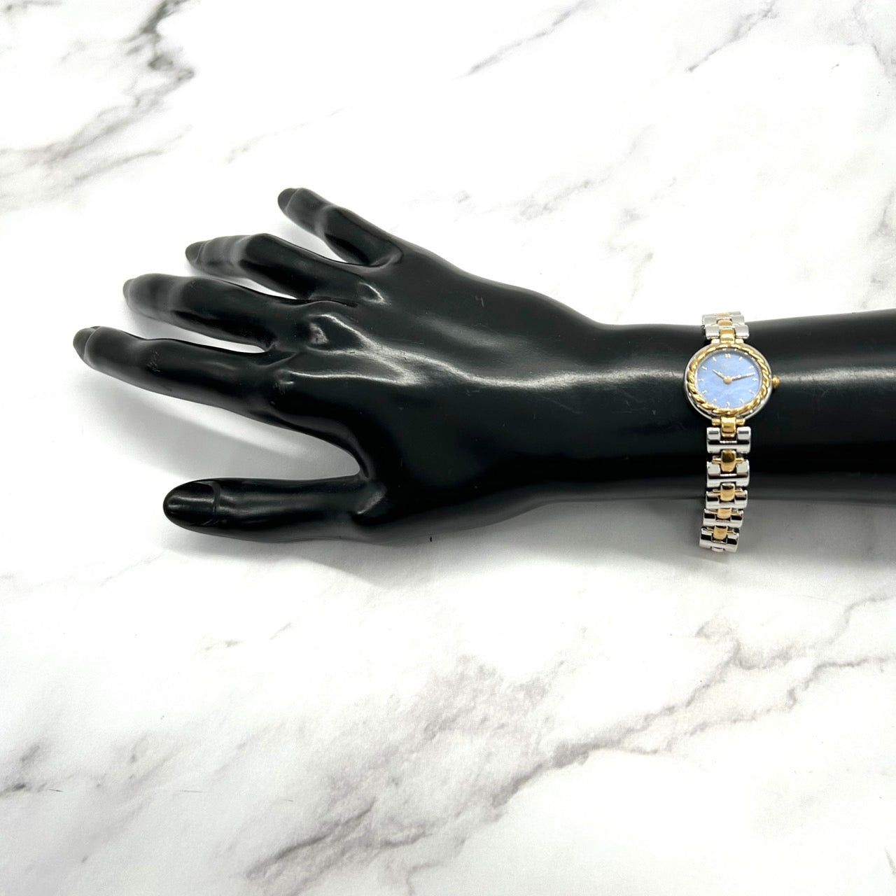 【美品/電池交換済】SEIKO TISSE セイコー ティセ レディース 腕時計 1F20-1A80 クオーツ ブルー文字盤 ゴールド シルバー コンビカラー ビンテージ クラシック エレガント ドレスウォッチ アナログ クリーニング済み i2