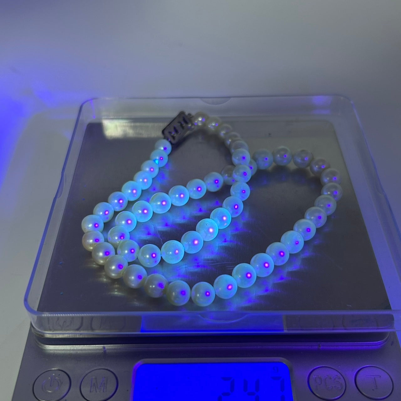 美品 本真珠 パール ネックレス 淡水パール 真珠 日本 養殖パール 白 ホワイト ペンダント 冠婚葬祭 首飾り 6.3mm-7.6mm 全長約43cm I3