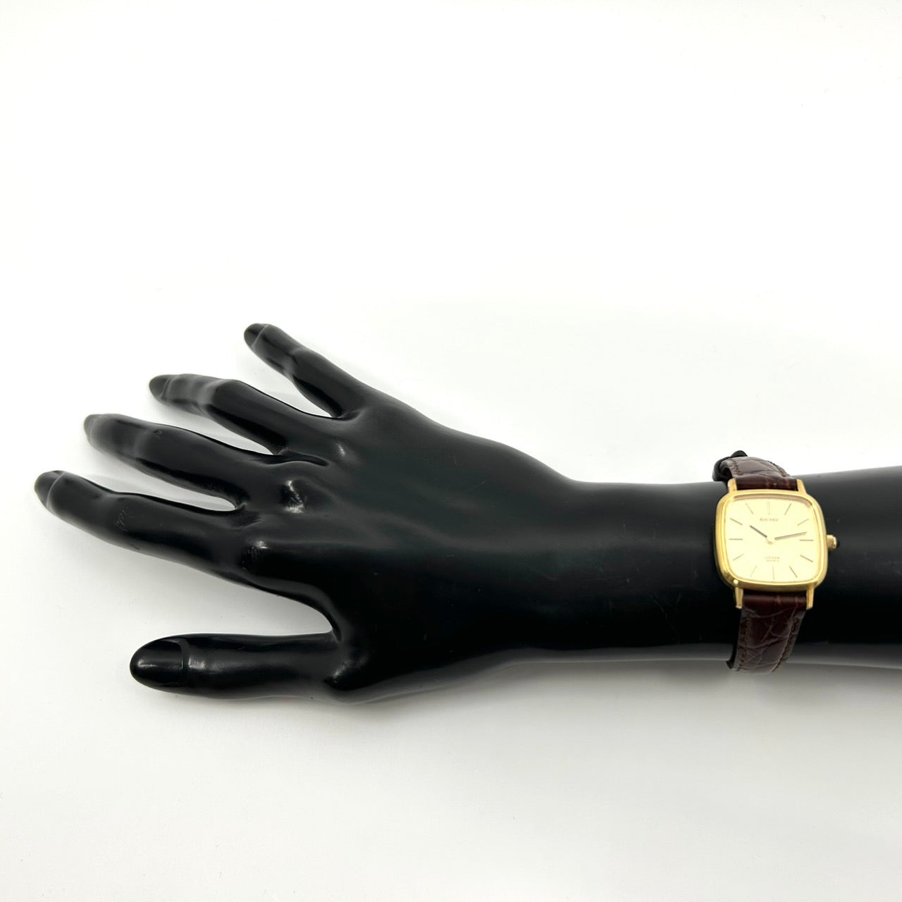 【電池交換済/新品ベルト(社外品)/美品】シチズン エクシード 腕時計 4-101251Y クオーツ アナログ ゴールド スクエア ブラウンレザー ビンテージ クラシック エレガント ドレスウォッチ ファッションウォッチ アクセサリー 男女兼用 G1