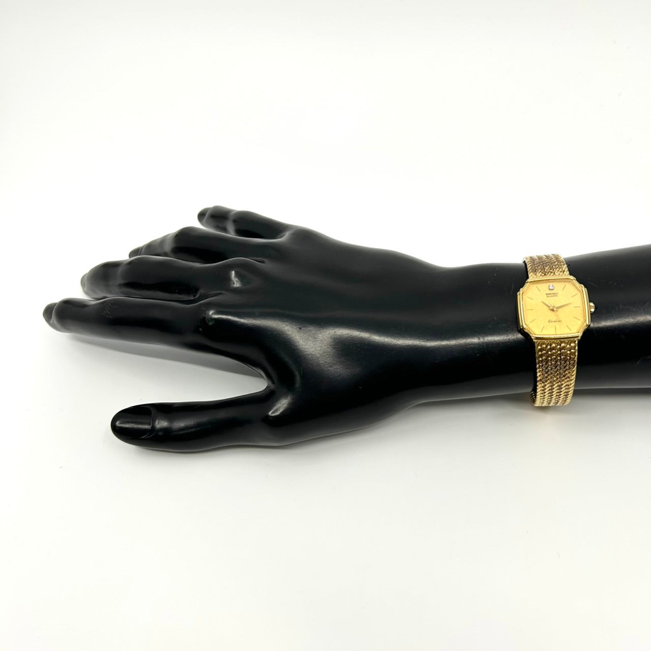 【電池交換済】セイコー エクセリーヌ 腕時計 レディース 1Pダイヤ 1221-5080 クオーツ ゴールド 八角形 オクタゴン ビンテージ クラシック エレガント ドレスウォッチ アンティーク調 クリーニング済み G1