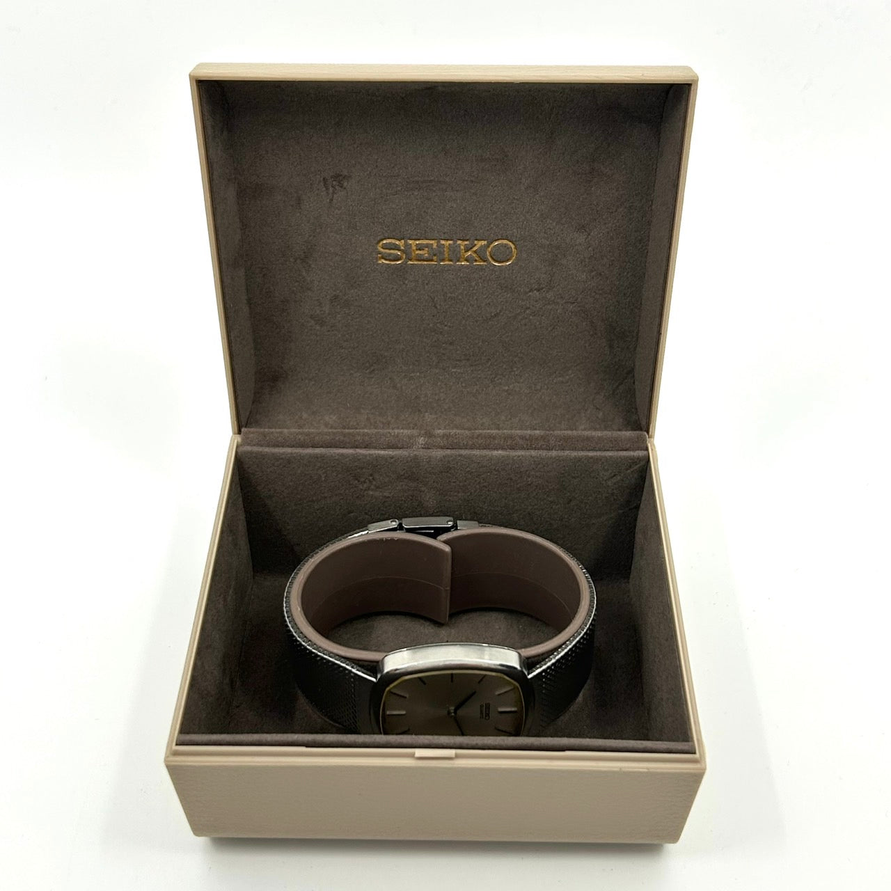 【稼働品】SEIKO セイコー メンズ腕時計 5854-5000 クオーツ スクエア シルバー文字盤 アナログ メッシュベルト ビンテージ アンティーク クラシック ドレスウォッチ シンプル ビジネスウォッチ クリーニング済み G